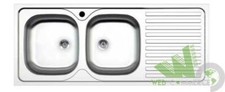 LAVELLO ACCIAIO INOX APPOGGIO 2 VASCHE GOCCIOLATOIO DESTRA 50X120 CM CUCINA