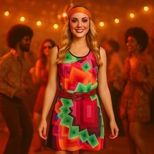 NUOVO abito tubino Desigual Margaret stampa geometrica colorata festival festa XXL