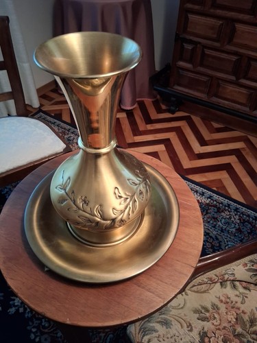 Vaso puro ottone con piatto - puro,