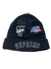Supreme 19AW Championship Beanie Berretto in Maglia, Nero, Uomo, Mostra Segni di Usura