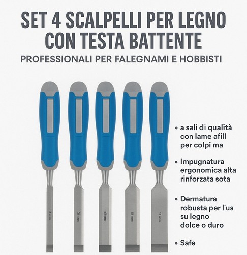 Set scalpelli per legno - 4, con