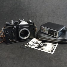Zenit EM_ SLR Camera_ 35 mm + Mecablitz 303 Flash Metz_ Vintage_ Not Tested