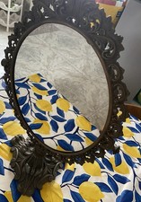 Specchio da tavolo antico con cornice in metallo  Basculante