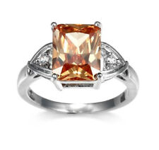 Fede Nuziale Argento Gemme Zirone Bianco Ametista Viola Morganite Naturale Misura 6-10