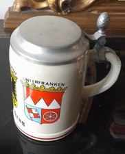 BOCCALE BIRRA FRANKENKRUG CERAMICA e PELTRO GERMANIA FRANCONIA BASSA MEDIA ALTA