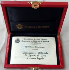  San Marino 1974 la serie 1 e 2 scudi d'oro scatola vuota con certificazione 