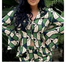 Blusa Zara verde stampa mista