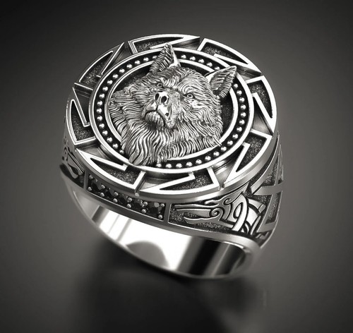 Anello uomo testa lupo - anello,
