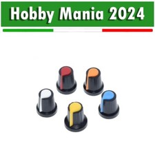 5x WH148 Manopola in Plastica per potenziometro asse 6mm Pressione a Incastro