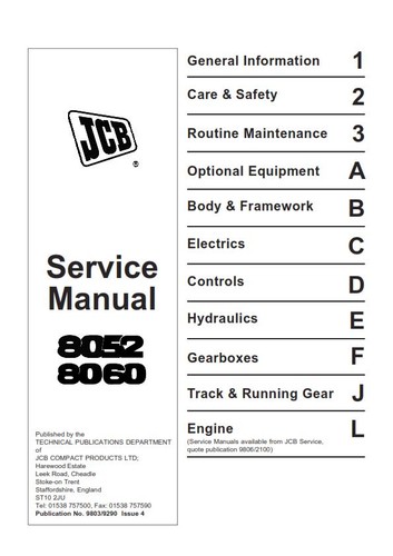 Jcb 8052 8060 manuale - 8060, di