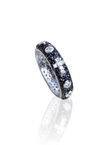 Anello rosario black rodium - anello,