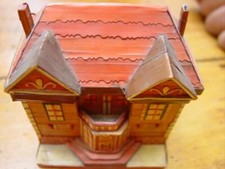 CASETTA MINIATURA LEGNO SOPRAMMOBILE ANNI'70 PORTA OGGETTI