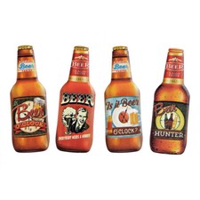 4 CALAMITE MAGNETI IN CERAMICA BOTTIGLIA BIRRA BEER 4 X 10 CM