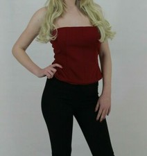 Top donna rosso bustino  con zip taglia s m L elegante spalline removibili