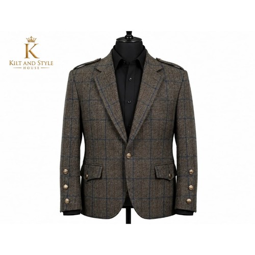 Giacca tweed marrone scuro con