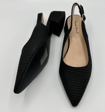 Scarpe donna ragazza estate decolleté slingback nere a punta tacco basso