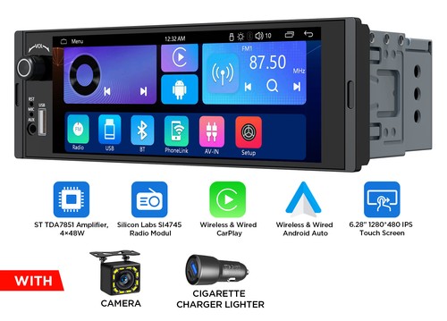 1din wireless apple - 6,28",