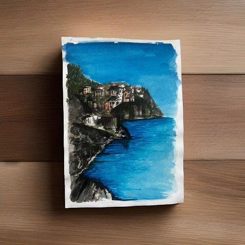 Paesaggio acquerello originale - paesaggio,