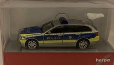 HERPA 092869 BMW 520d TOURING POLIZIA AUTOSTRADALE NRW ARGENTO/BLU DESIGN