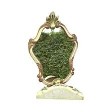 Specchio antico in legno con consolle - cornice intagliata, base floreale, parete vintage dec