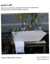 lavabo bagno da appoggio in microcemento colore fango, dim. cm. lung. 77,  h. 17