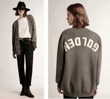 Maglione cardigan GOLDEN GOOSE Italy logo rovesciato tasca pesante fidanzato $690 L