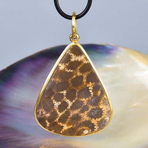 Ciondolo agatized fossil - ciondolo,