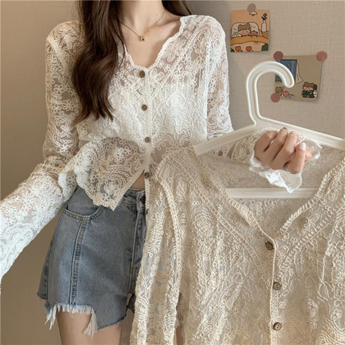 Donna pizzo cardigan uncinetto - pizzo,