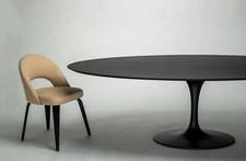 Oval Tulip table in SOLID Oak wood, stained black