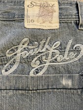 Pantaloncini jeans Southpole vintage anni 90 Y2K larghi logo relax fit taglia 40 gamba larga skater