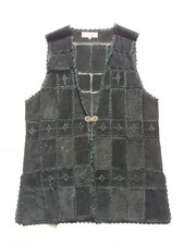 Gilet Nero country Vintage in pelle di daino COME NUOVO