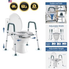 Sedile WC Rialzato con Maniglie Altezza Regolabile Larghezza Supporto Imbottito Anziani