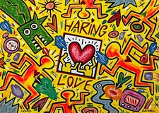 BRUNO DONZELLI - HARING LOVE - SERIGRAFIA 50x70
