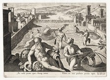 Pesci Pesca Gioco Stradanus Venationes Ferarum Engraving 1578
