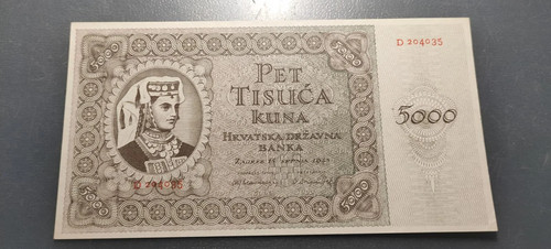 Croacia croatia 5000 kuna - kuna, 1943