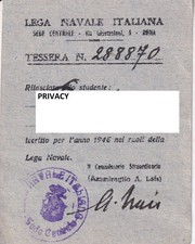 TESSERA LEGA NAVALE ITALIANA
