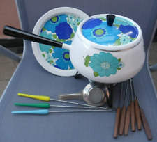 Fonduta Bourguignonne Smalto Retrodesign Primavera Svizzera Set Fonduta