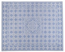 Tappeto tappeto blu orientale Oushak 8'x10' floreale trapuntato a mano 100% lana