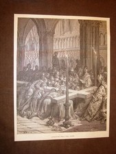 Incisione di Gustave Dorè del 1884 L'adorazione della vera Croce Crociata