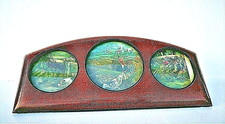 PORTAFOTO DA TAVOLO CON TRE RISERVE - VINTAGE - CUOIO - ITALIA - PRIMA META' 900
