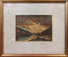 San Mauro Torinese, dipinto a olio su cartoncino - XX secolo