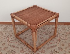 Tavolino DESIGN Comodino Vimini Bambù Rattan bamboo Vintage legno antico
