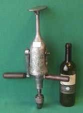 ANTICO TRAPANO GIRABACCHINO A MANO GRANDI DIMENSIONI ALLUMINIO MANOVELLA. SS72