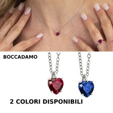 Collana cuore argento 925 zircone rosso blu donna Boccadamo Sophie GR825R GR825B