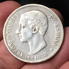 MONETA SPAGNA ALFONSO XII 5 PESETAS 1875 25 gr ARGENTO 900