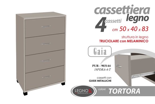 Cassettiera cassetti tortora - cassettiera,