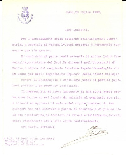 1909 roma lettera - 1909, giovanni