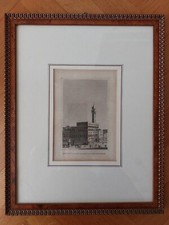 Incisione antica: Firenze, piazza della Signoria, 800. Cornice in radica recente