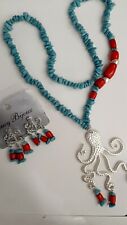 Collana lunga in turchese corallo polipo completo orecchini