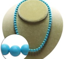 Collana di autentico turchese naturale con GARANZIA 8 mm unisex NUOVA